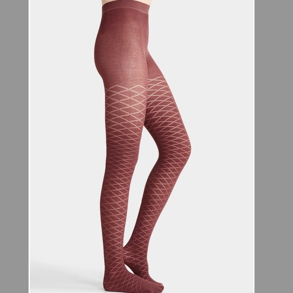 Chocolate expresso touch of cashmere diamond tights made in Italy NWT - Picture 1 of 7